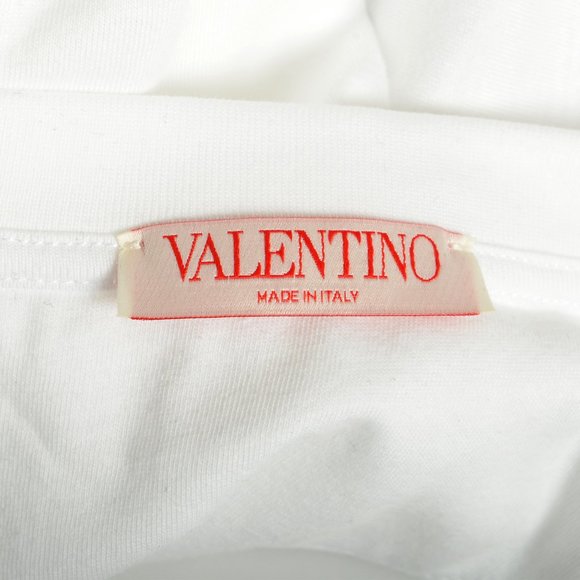 Valentino Men's White 2V3MG13D964 Logo Print Crewneck Short Sleeve T-Shirt - Picture 6 of 7